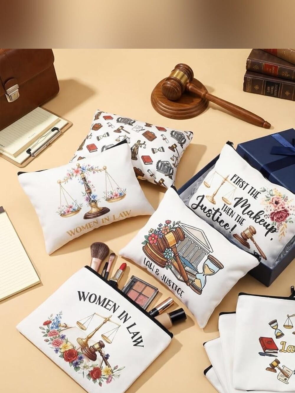 9 Pack Lawyer Themed Makeup Bags Set Lawyer Gifts for Women 9 Unique Designs